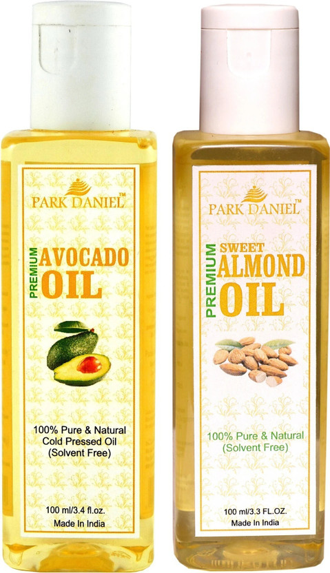 PARK DANIEL Organic Avocado oil and Sweet Almond oil combo pack of 2 bottles of 100 ml(200 ml) Hair Oil(200 ml)
