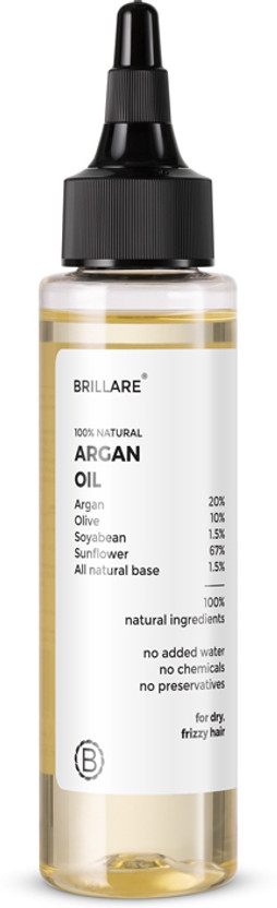 BRILLARE 20% Argan Oil for Dry, Frizzy Hair with 10% Olive Oil for Frizz Control Hair Oil(100 ml)