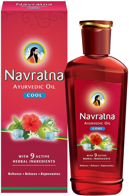 Navratna Ayurvedic Cool OilWith 9 Ayurvedic Herbs Relieves Headache, Fatigue Hair Oil(750 ml)