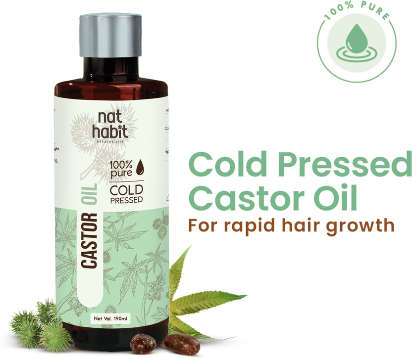 Nat Habit Castor Oil Cold Pressed | Pure Castor Oil for Hair & Skin Care Hair Oil(190 ml)