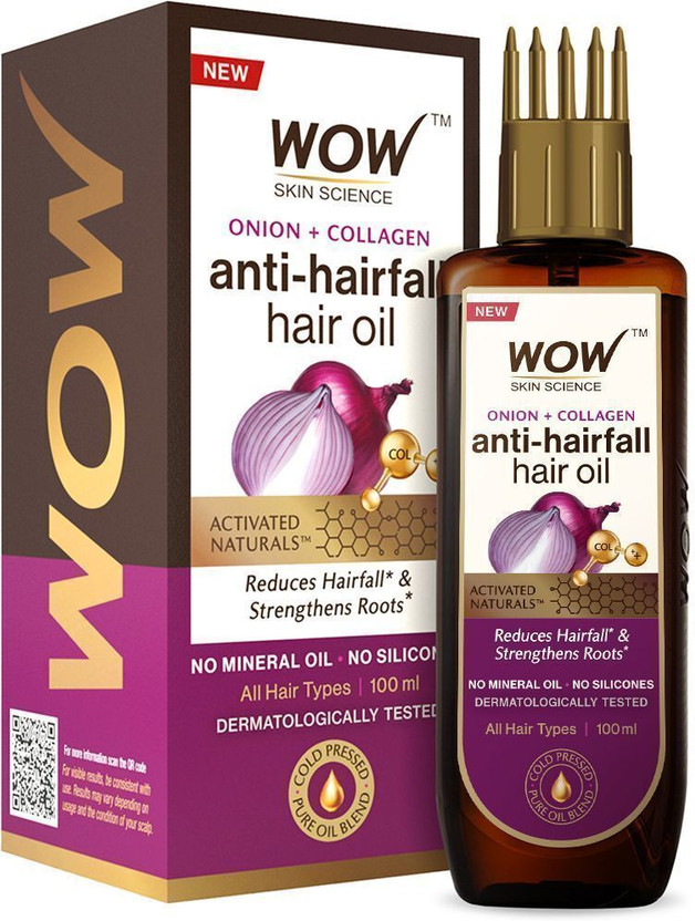 WOW SKIN SCIENCE Onion & Collagen Anti-Hairfall With Comb Applicator|Nourishes Scalp Hair Oil(100 ml)