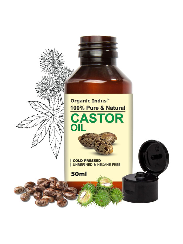 Organic Indus Castor Oil - 50ml | Pure, Natural and Hexane Free | Promotes Hair Growth Hair Oil(50 ml)