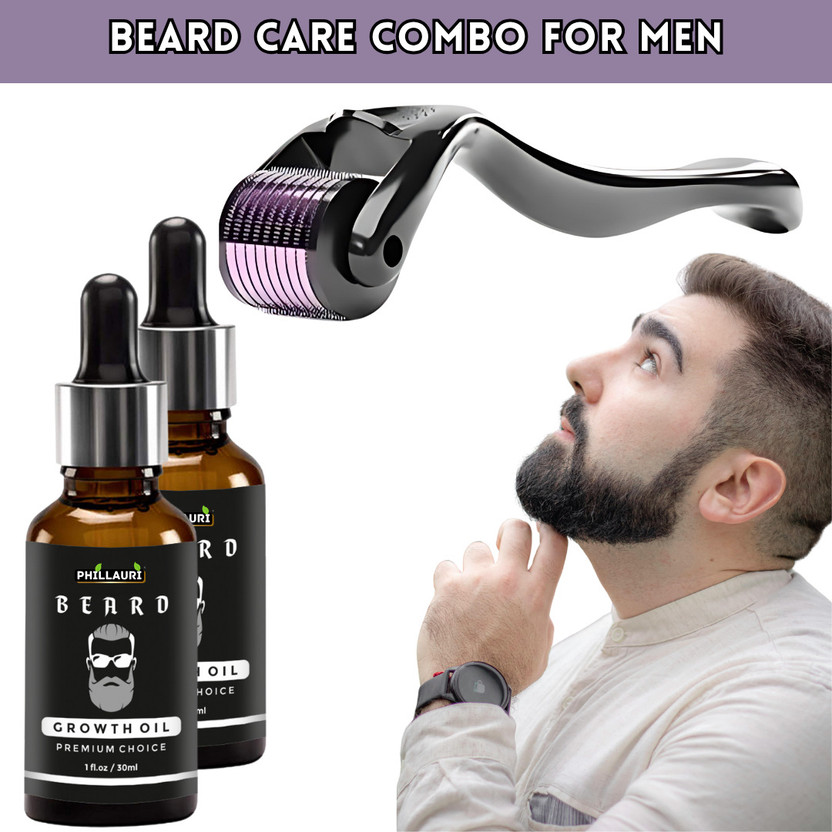 Phillauri Growth & Moustache Hair Growth Oil for Men | With Derma Roller 0.5mm Hair Oil(60 ml)