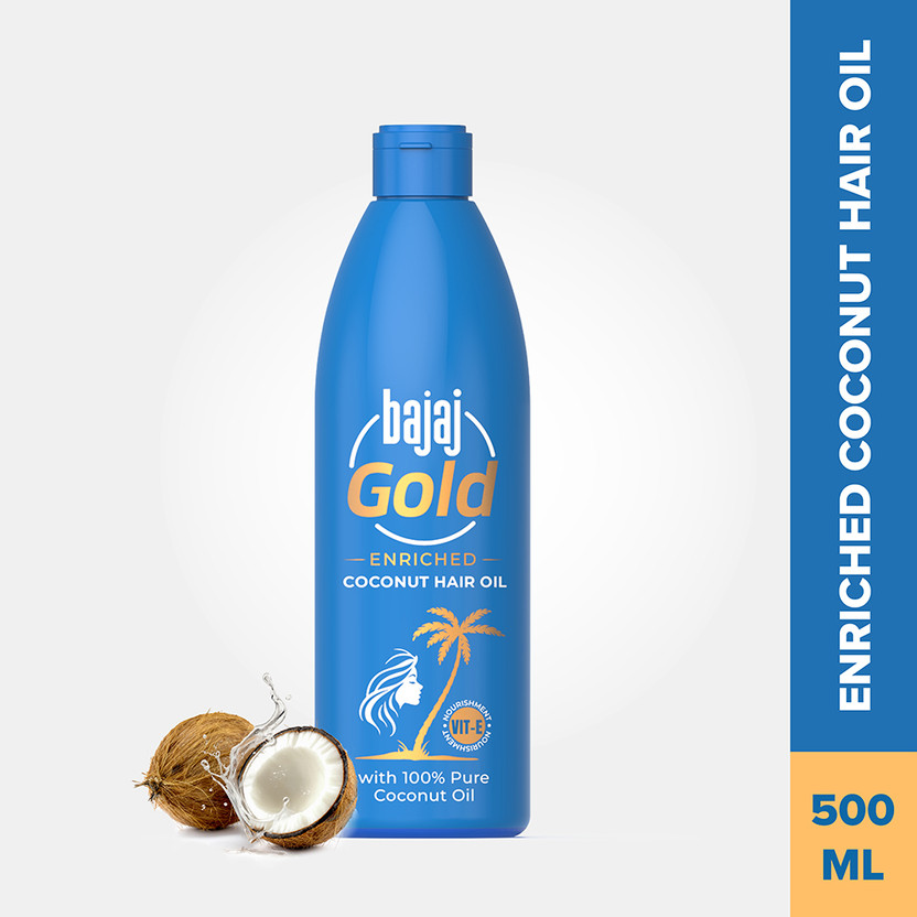 Bajaj Gold Coconut Hair Oil, Enriched With Vitamin E Hair Oil(500 ml)