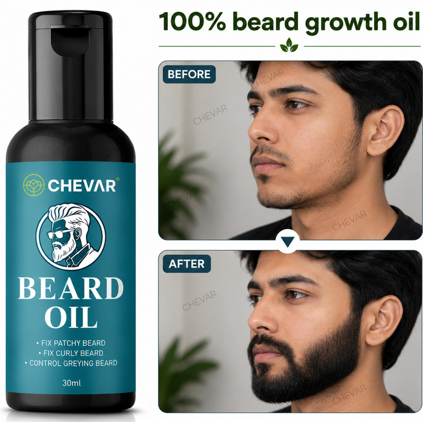 Chevar beard oil men | beard growth oil | beard oil |Beard Oil For Growth & Thicker Hair Oil(30 ml)