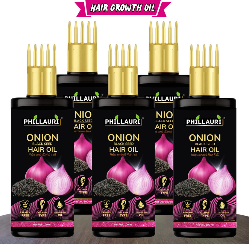Phillauri Onion Oil for Hair Regrowth Aryuvedic Hair Oil 100ml (Pack of 5) Hair Oil(500 ml)