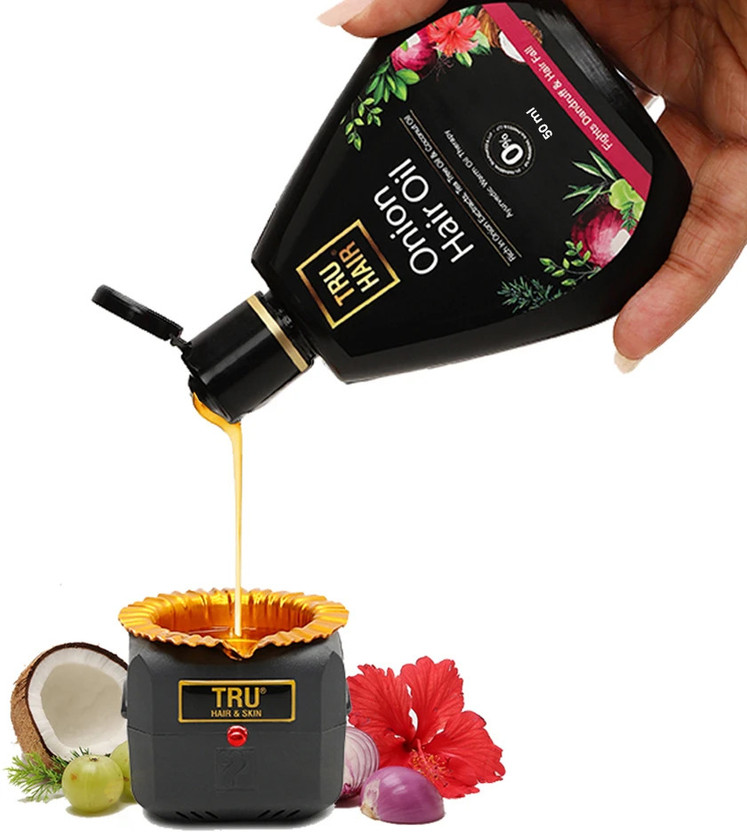 TRU HAIR Onion Oil with Heater to warm the Oil Hair Oil(50 ml)