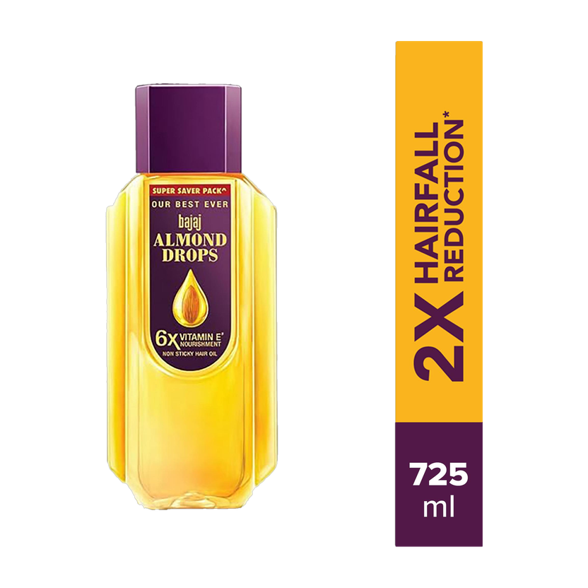 BAJAJ Almond Drops with 6X Vitamin E Nourishment for 2X Hairfall Reduction Hair Oil(725 ml)