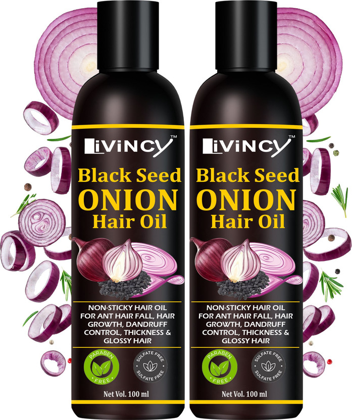 Livincy BLACK SEED ONION OIL COMBO OF 2 (100ML+ 100ML) (FOR MEN AND WOMEN) Hair Oil(200 ml)