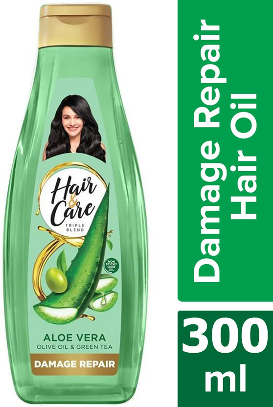 HAIR & CARE Green Oil Damage Repair Non-Sticky with Aloe Vera 300ML Hair Oil(300 ml)