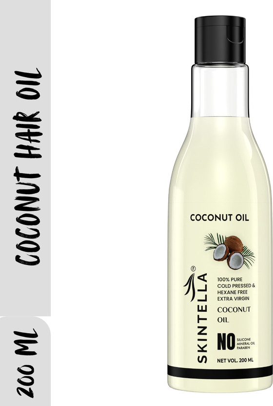 Skintella 100% Pure & Natural Cold Pressed Coconut oil for hair and skin Coconut Hair Oil(200 ml)