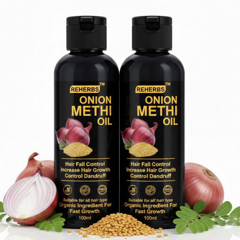REHERBS Onion Methi Hair Oil | Helps In Hair Growth & Hair Fall Control | Hair Oil(200 ml)