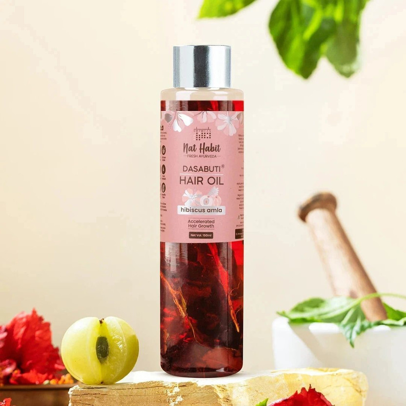 Nat Habit Hibiscus Amla Hair Oil for Hair Growth & Hair Fall Control, 100% Ayurvedic Oil Hair Oil(150 ml)