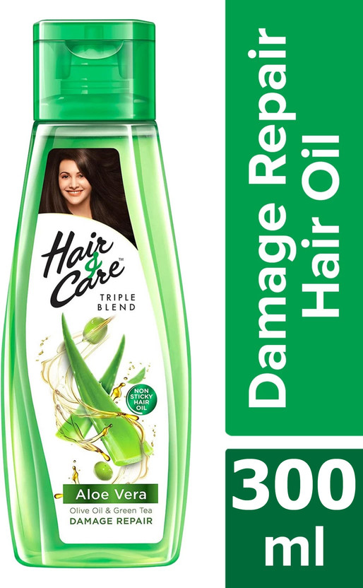 HAIR & CARE Damage Repair Non-Sticky Hair Oil with Aloe Vera, Olive Oil & Green Tea  Hair Oil(300 ml)