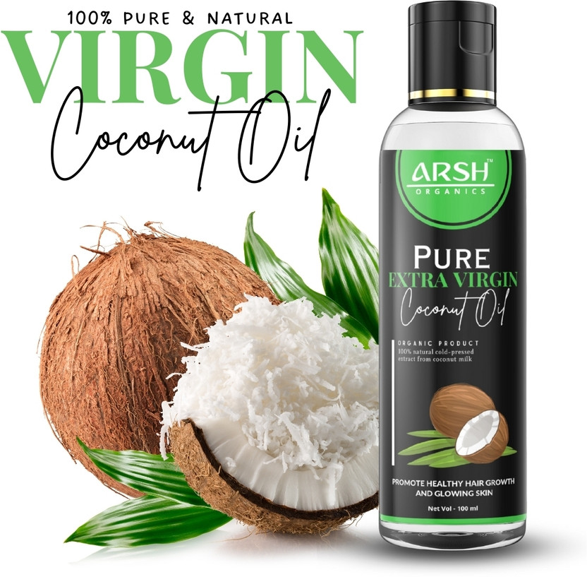 Arsh Organics 100% Pure & Natural Cold Pressed Coconut oil for hair and skin - Hair Oil(100 ml)