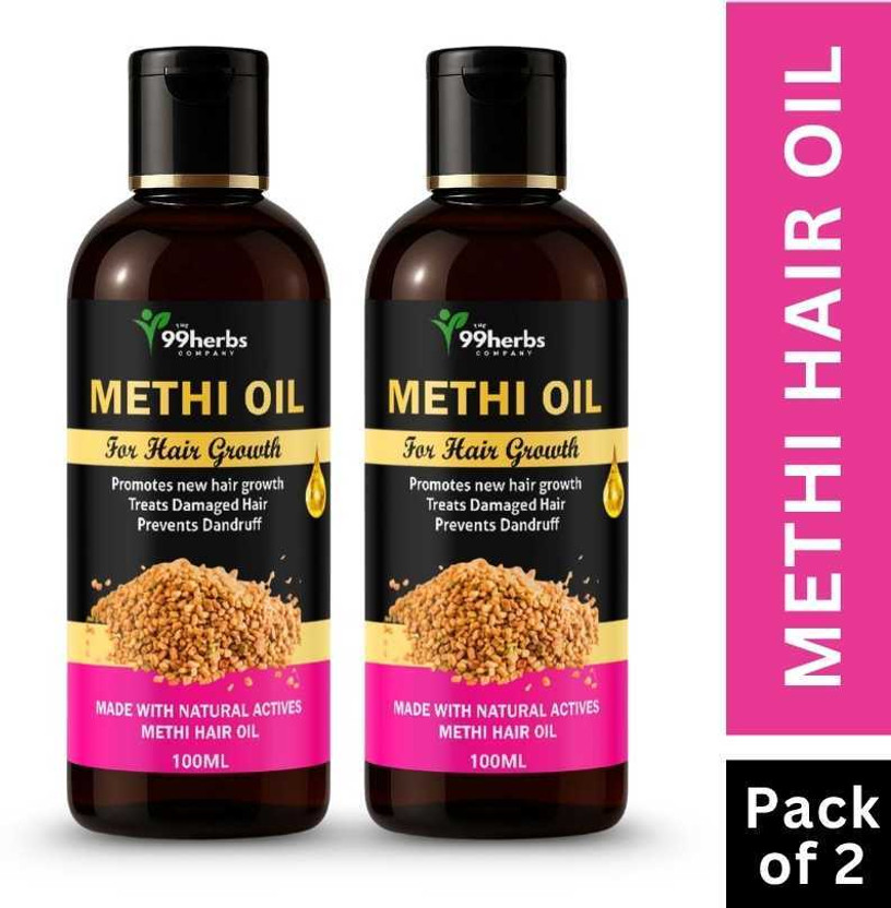 The 99 Herbs Company 99HERBS Methi Oil 100ml – (Pack of 2) | Natural Hair Growth & Anti-Hair Fall Oil Hair Oil(100 ml)