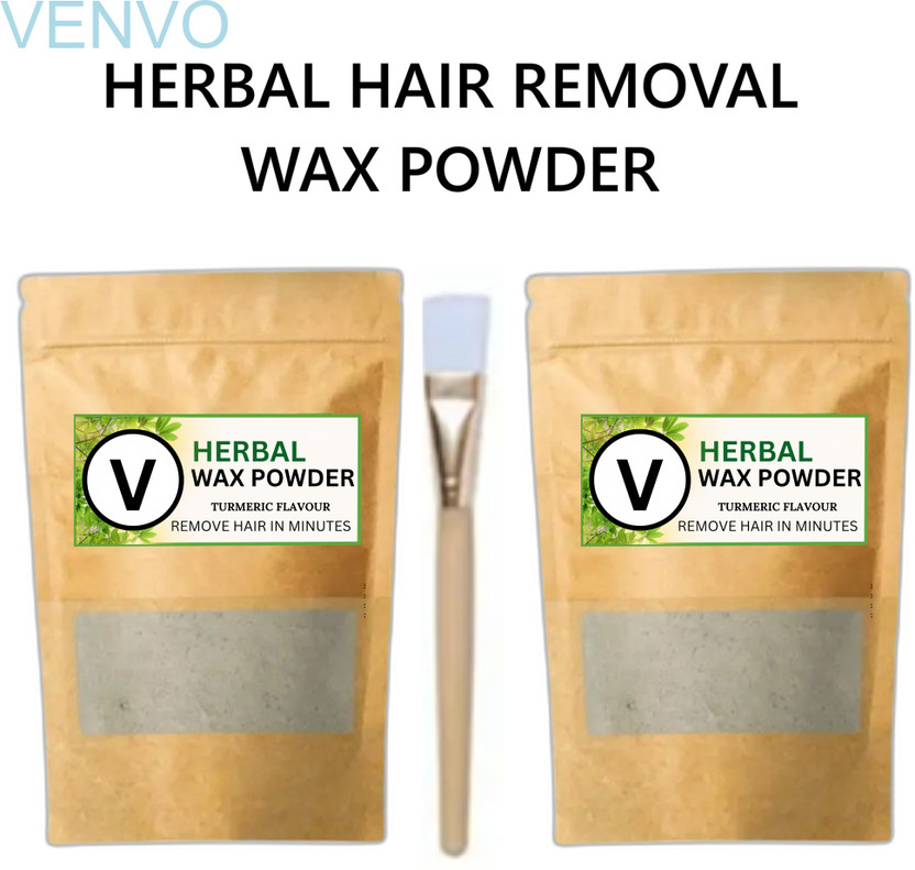 venvo Herbal Brown Wax Powder Pack of 2 with Premium Brush Powder(200 g, Set of 3)