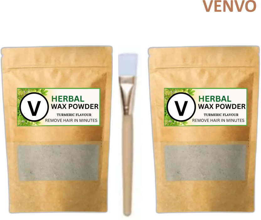 venvo Herbal Hair Removal Wax Powder for Body Hair Removal Pack of 2 with Soft Brush Powder(200 g, Set of 2)