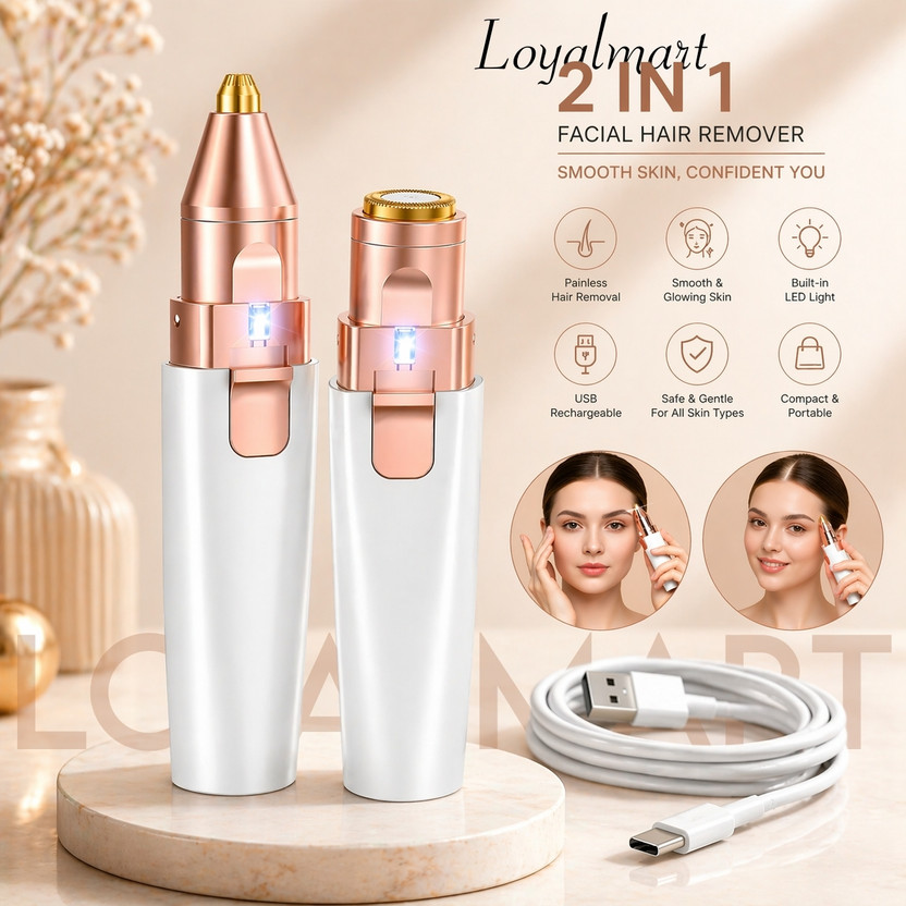 Loyalmart 2-in-1 Lip & Eyebrow Trimmer for Women – Rechargeable Razor For women Strips(110 g)