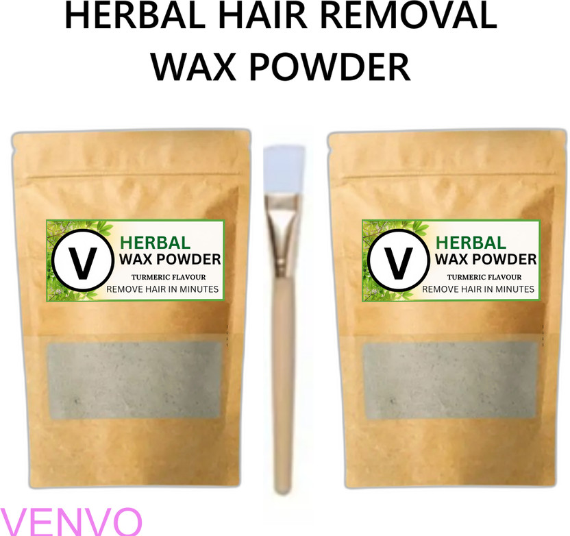 venvo Brown Herbal Wax Powder Glow Pack of 2 with Skin Brush Powder(200 g, Set of 2)