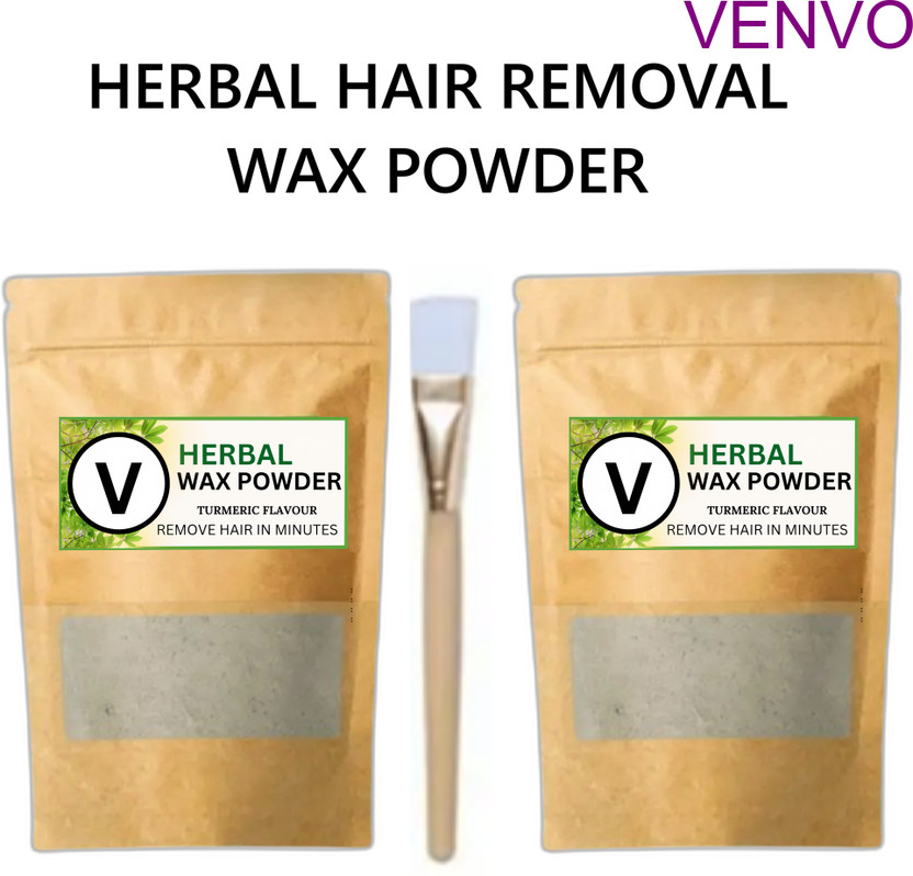 venvo Herbal Brown Wax Powder 2 Pack with Smooth Brush Powder(200 g, Set of 3)