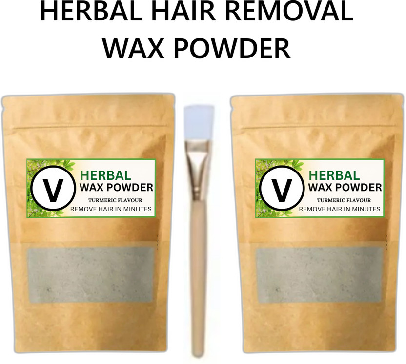 venvo Brown Herbal Wax Powder Gentle Care Pack of 2 with Brush Applicator Powder(200 g, Set of 3)