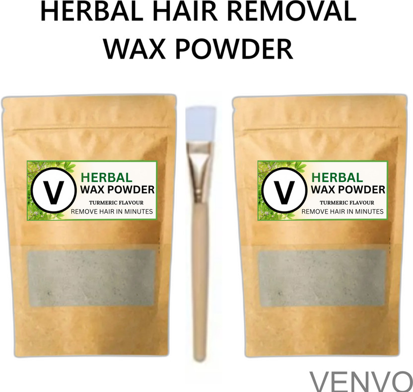 venvo Herbal Brown Wax Powder Complete Care Pack of 2 with Brush Powder(200 g, Set of 3)