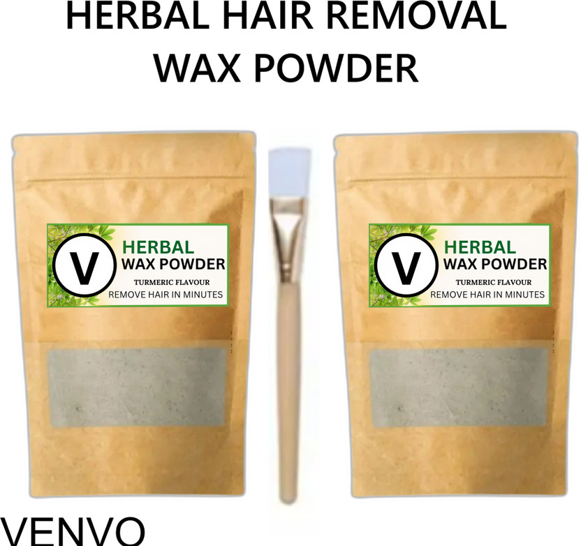 venvo Brown Herbal Wax Powder 2 Sets with Soft Brush Powder(200 g, Set of 3)