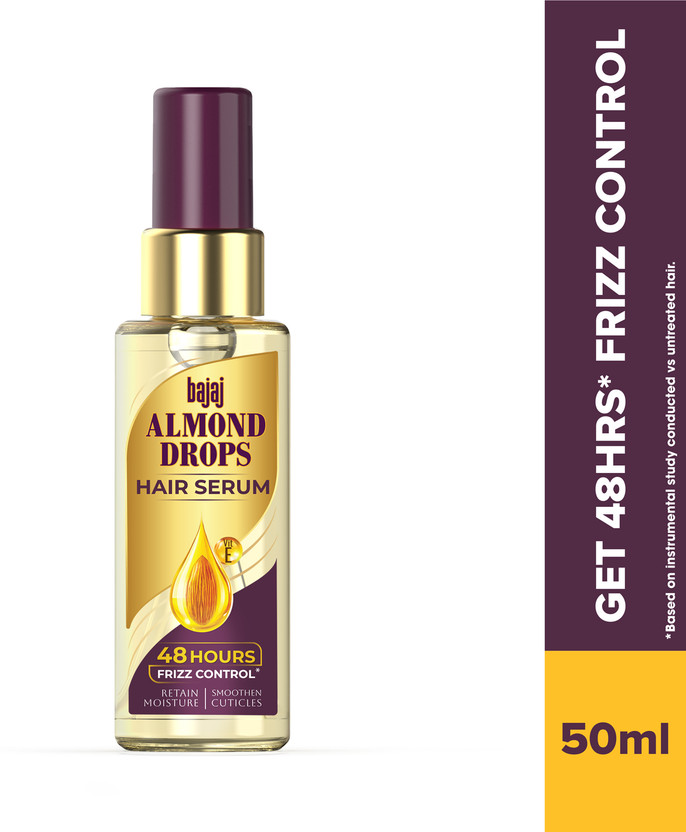 Bajaj Almond Drops Hair Serum with Almond Oil & Vitamin E for 48 hrs Frizz Control(50 ml)