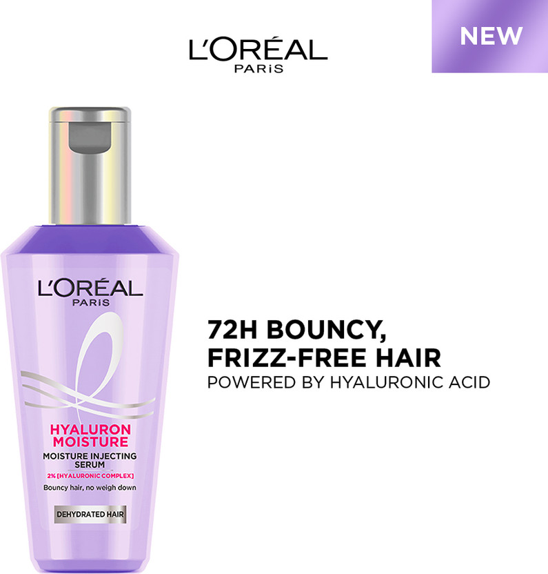 L'Oréal Paris Hyaluron Moisture Hair Serum with Hyaluronic Acid for Bouncy, Frizz-Free Hair(80 ml)