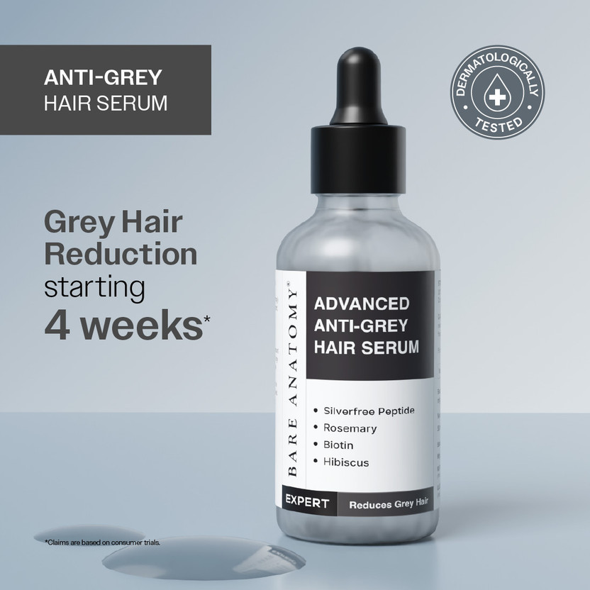 BARE ANATOMY Advanced Anti-Grey Hair Serum - Reduces Beard & Hair Greying | For Men & Women(50 ml)