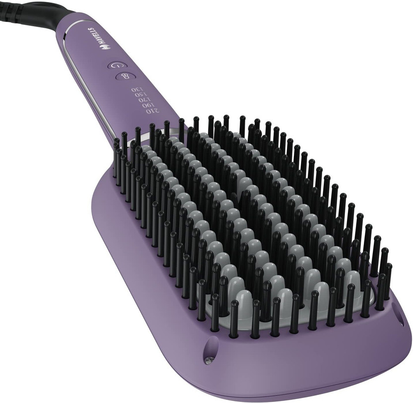 HAVELLS Keratin Infused Brush with Temperature Control for All Hair Types HS4201 Hair Straightener Brush(Purple)