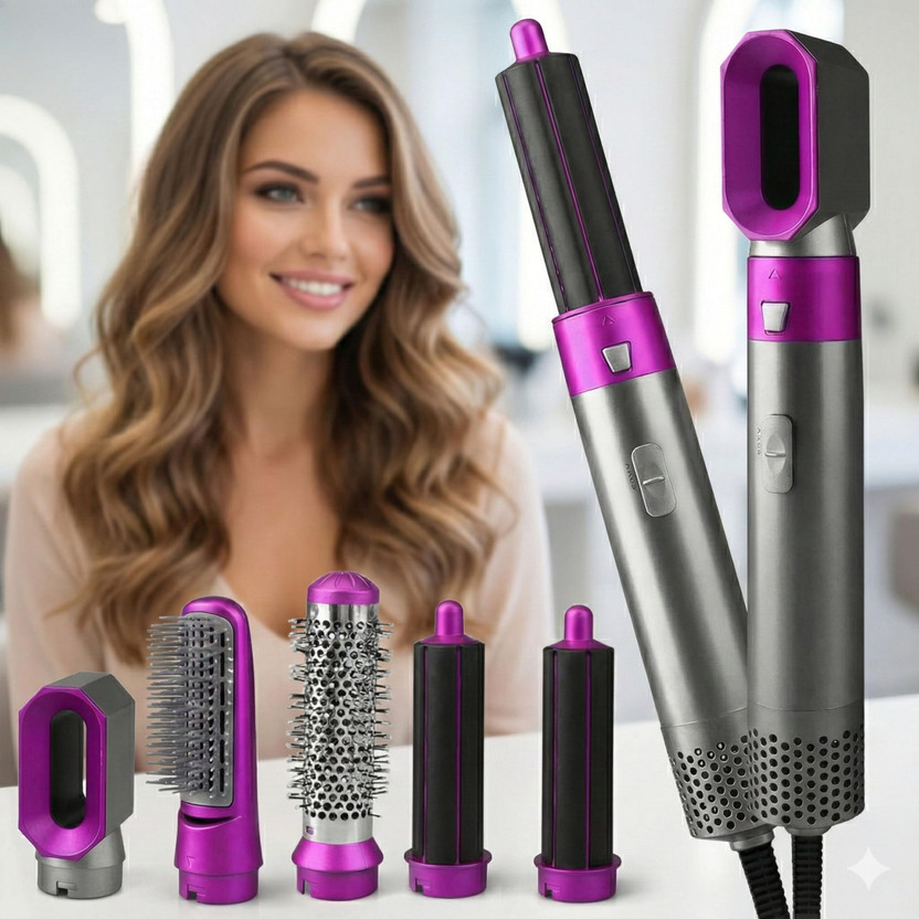 Techelite Multifunctional Hair Styler Tool for Women | Detachable Blow Dryer 5 in 1 Hair Dryer Airwrap Styler 1000W for Women All Hair Types Hair Straightener(Multicolor)