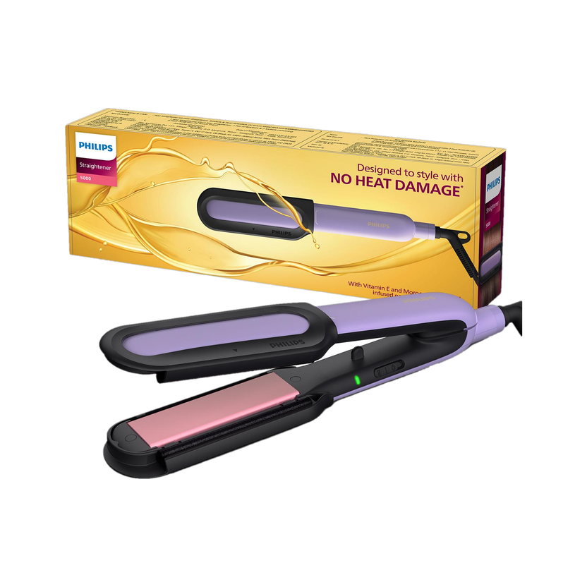 PHILIPS NourishCare No heat damage with Vitamin E & Morrocan Argan Oil Serum Strips BHS503/40 Hair Straightener(Purple)