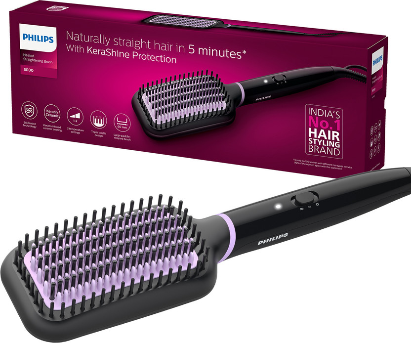 PHILIPS BHH896/10 Hair Straightener Brush(Black)