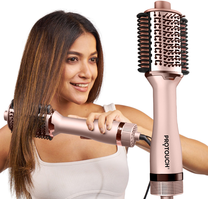 PROTOUCH Born To Shine 2-in-1 Blow Brush – Dry, Style & Straighten & Volumizer Hair Straightener Brush(Rose Gold)