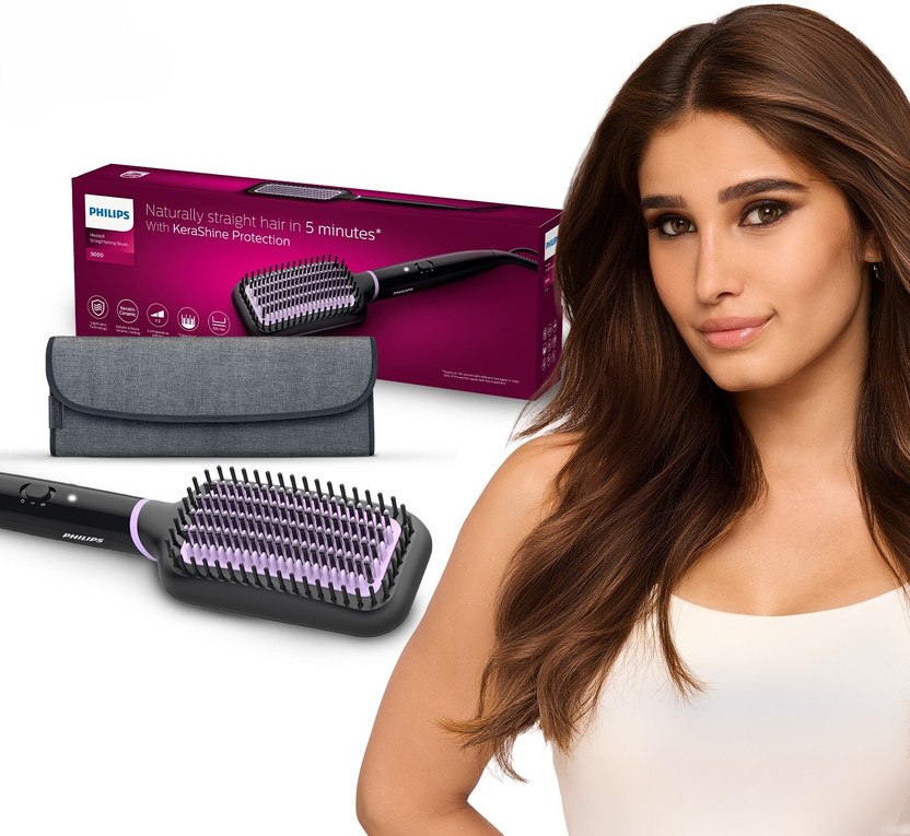 PHILIPS BHH896/10 Hair Straightener Brush(Black)