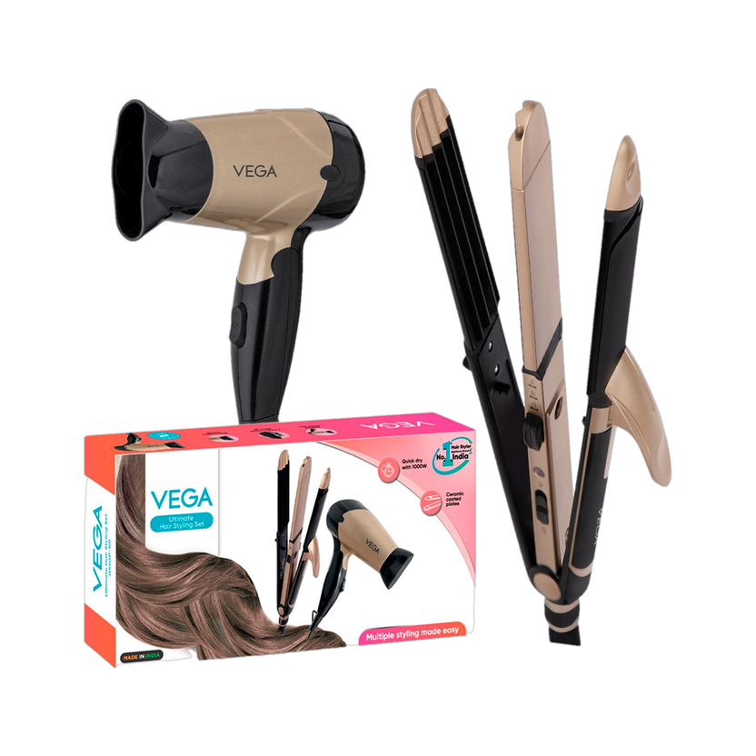 VEGA VEGA Dryer and Straightener Combo for Women : 3 in 1 VGGP-10 Hair Styler(Multicolor) - Flipkart Deal