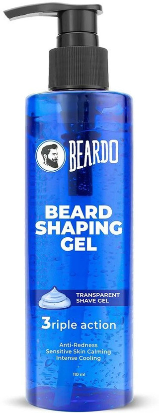 BEARDO Beard Shaping Transparent Shave Gel | 3riple Action | Sensitive Skin Calming Beard Gel(110 ml)