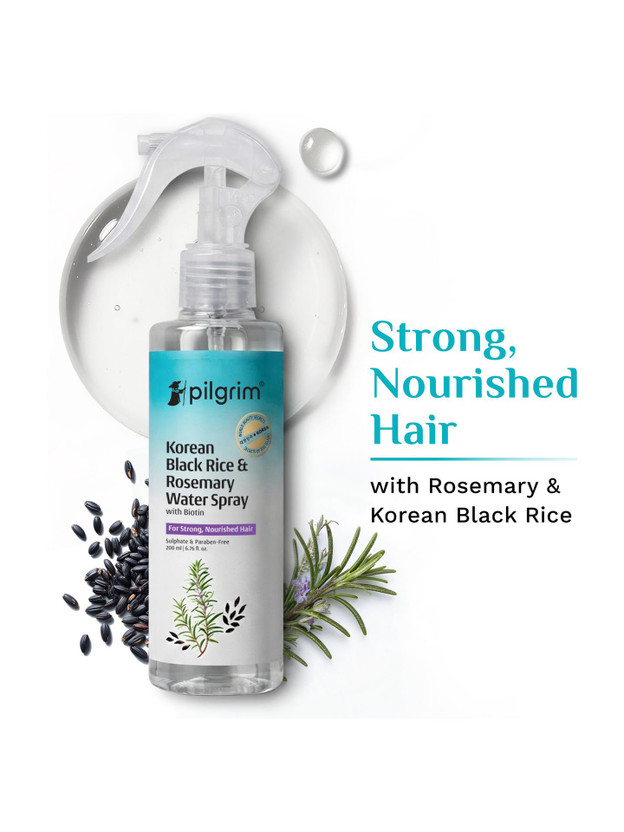 Pilgrim Korean Black Rice and Rosemary Water Spray For All Hair Types Hair Spray(200 ml)