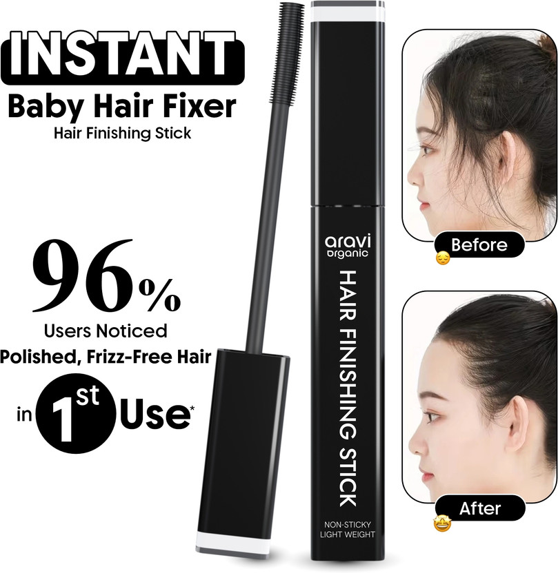 Aravi Organic Hair Finishing Stick - Flyaway Frizz Control For Smooth,Shiny & Non-Greasy Look Hair Gel(15 ml)