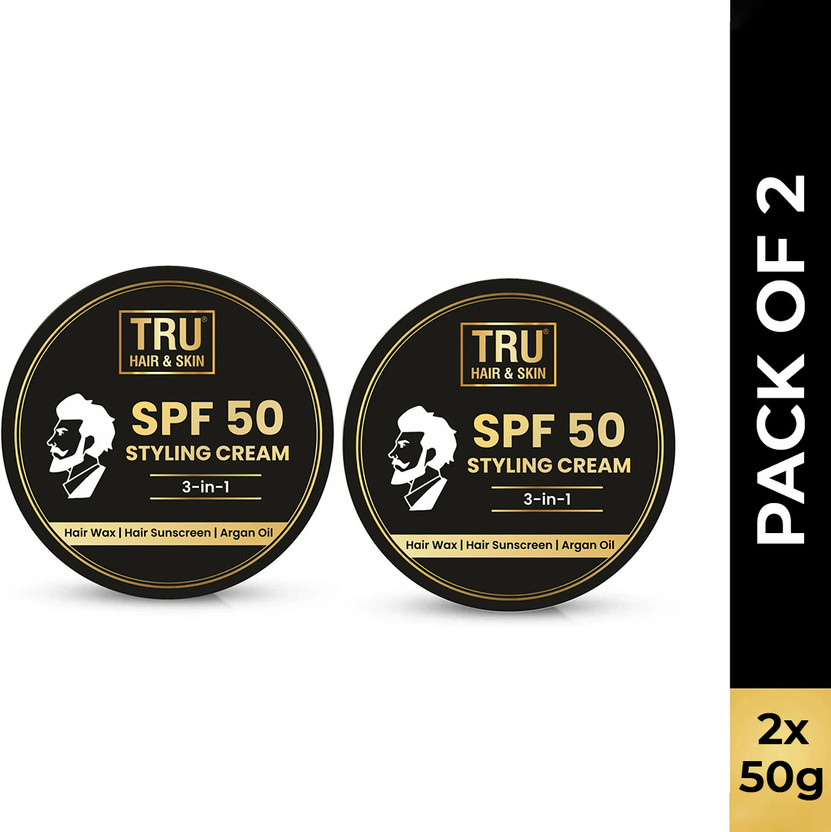 TRU HAIR & SKIN Men's Hair Styling Cream SPF with Argan Oil Strong Hold Hair Wax(100 g)