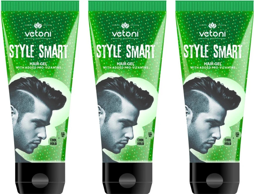 VETONI Styling Green Hair Gel Set Look ,Cool Hold with Pro Vitamin B5(pack of 3)|180ml| Hair Gel(180 ml)