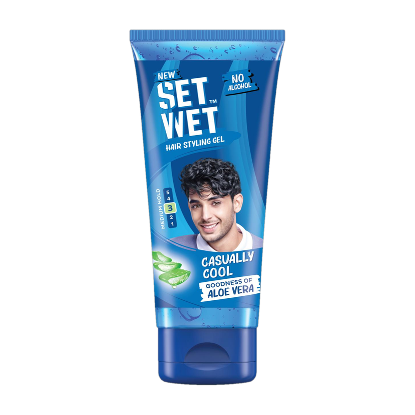 SET WET Styling Hair Gel for Men - Casually Cool for Medium Hold & High Shine,No Alcohol Hair Gel(100 g)