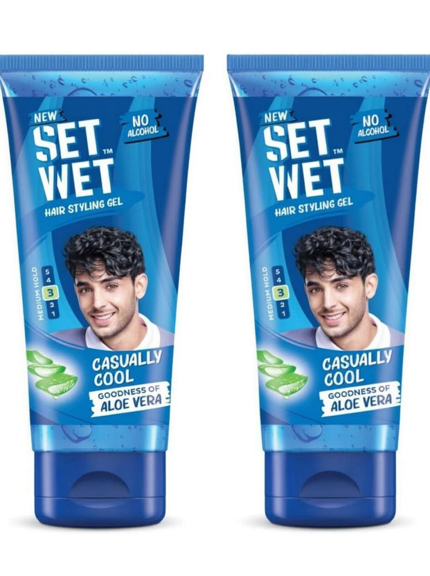SET WET Cool Hold Hair Gel 50ml Pack of 2 With Aloe Vera Hair Gel(100 ml)