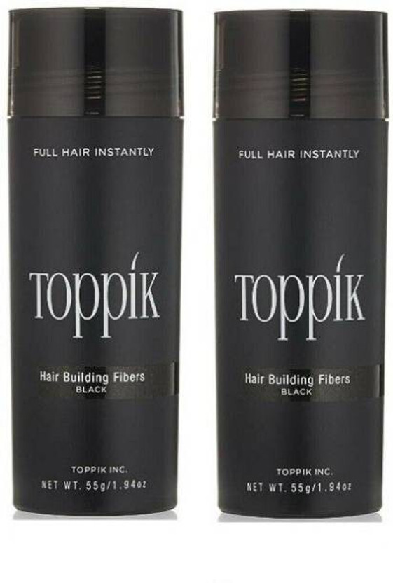 toppik Hair Fibers For Regrowth Hair Loss Concealer Instant Styling Black 2 Units Hair Fiber(55 g)