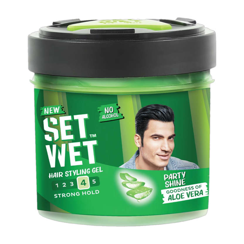 SET WET Styling Hair Gel for Men - Party Shine for Strong Hold & High Shine, No Alcohol Hair Gel(250 g)