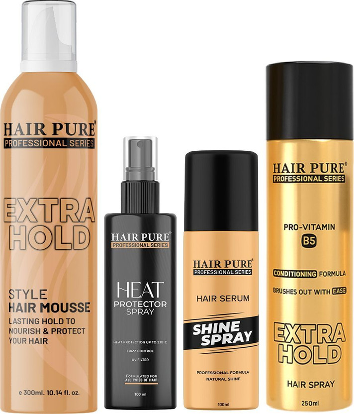 Hair Pure Hair Styling Combo Kit | Hair Styling Kit | Ideal for Salon & Personal Use Hair Spray(750 ml)