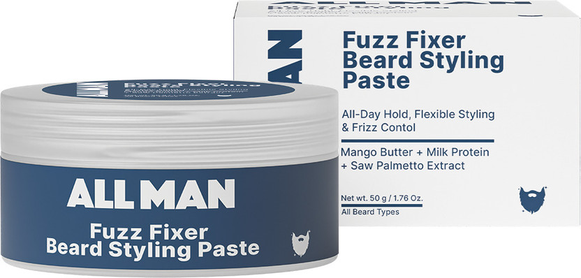 ALL MAN Fuzz Fixer Beard Styling Paste, Strong Hold Cream Wax,Mango Butter, Milk Protein Beard Cream(50 g)