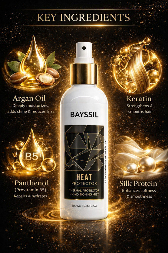 BAYSSIL COSMIC PRIVATE LIMITED Heat Protection Hair Spray with Frizz Control & Shine Enhancer Formula Hair Spray(200 ml)